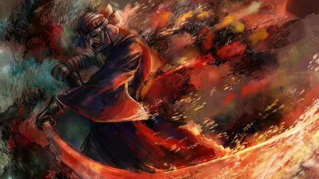 Shishio flame katana از Rurouni Kenshin کاغذدیواری  4K