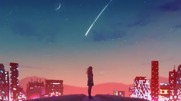 Падающая звезда прекрасной ночи 4K обои