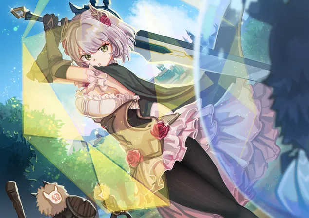 짧은 머리 소녀 노엘 검 | 간신 임팩트 2K 배경화면