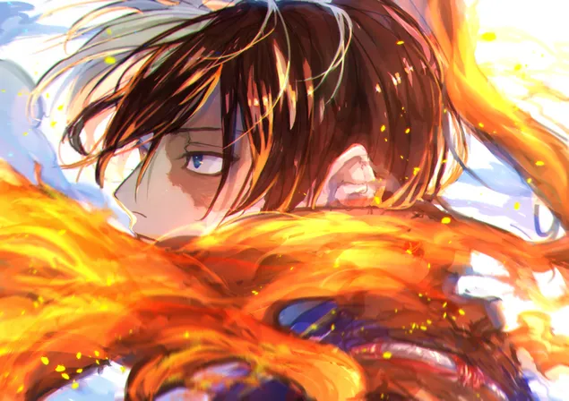 Shoto Todoroki Flame 4K baggrundsbillede