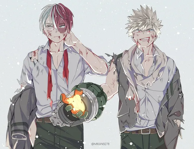 Shoto Todoroki și Katsuki Bakugo HD imagine de fundal
