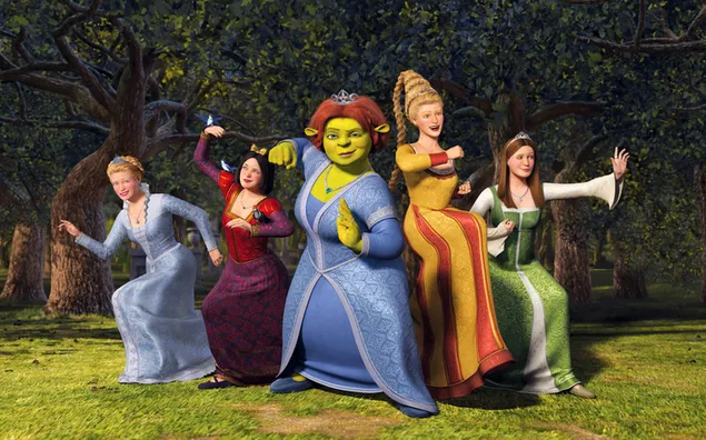 Shrek filmheldinnen vechten scène voorbereiding