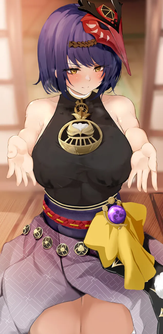 Nieśmiała dziewczyna Kujou Sara | Uderzenie Ganshina 2K tapeta