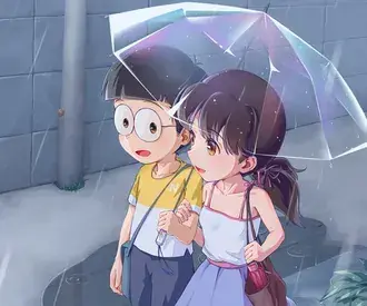 하나의 우산 아래 시주카 노비타 2K 배경화면
