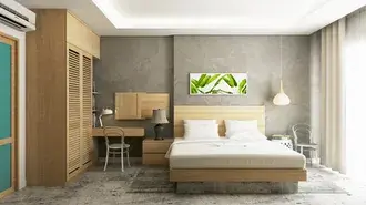심플하고 세련된 침실 2K 배경화면