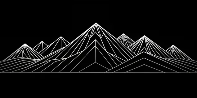 Minimalist Zarafetle Sade Siyah ve Beyaz Dağ Sıraları 4K duvar kağıdı