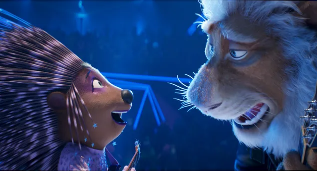 Sing 2 animatiefilm leeuw klei calloway en egel as delen dezelfde scène download