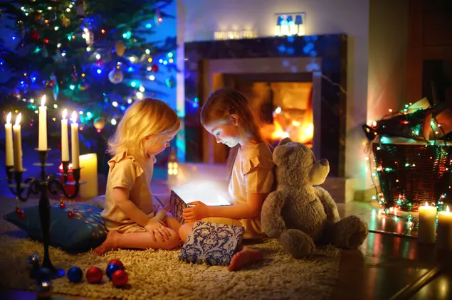 sisters waiting for santa on christmas eve download