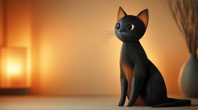 Páipéar balla Dealbh Páipéir Feline ina Suí i Solas Te Timpeallachta2K