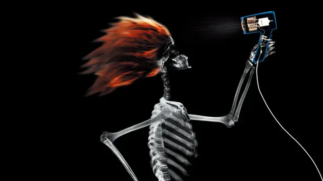 Skeleton view on x-ray machine of man using background machine in front of black background download