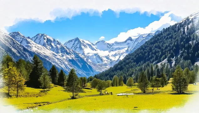 Lakaran Pemandangan Indah 2K kertas dinding