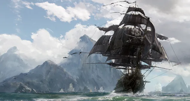 スカル アンド ボーンズ ゲーム - 海を航行する海賊船