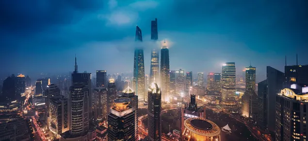 Skyscraper buildings in the night