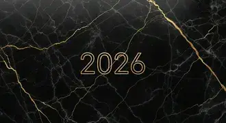 미니멀하고 우아한 라인이 돋보이는 세련된 블랙 & 골드 마블 2026 디자인 8K 배경화면