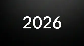 Гладкий черный матовый фон с четкой белой надписью «2026» — минималистичная элегантность 8K обои
