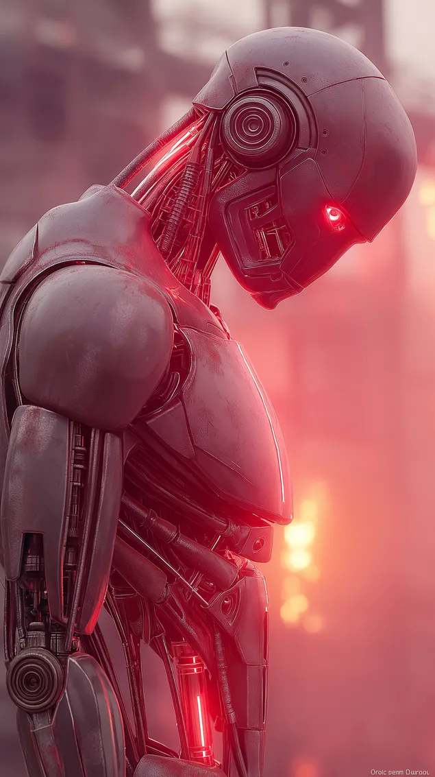 Hình nền Hồ sơ Robot tối bóng mượt với năng lượng bên trong được chiếu sáng HD