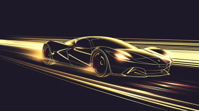 Kereta Sukan Anggun Meluncur laju di Jalan Kosong 8K kertas dinding