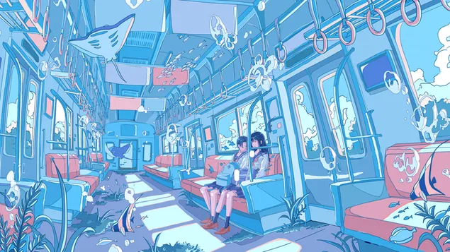 Schlafen im Zug 4K Hintergrundbild
