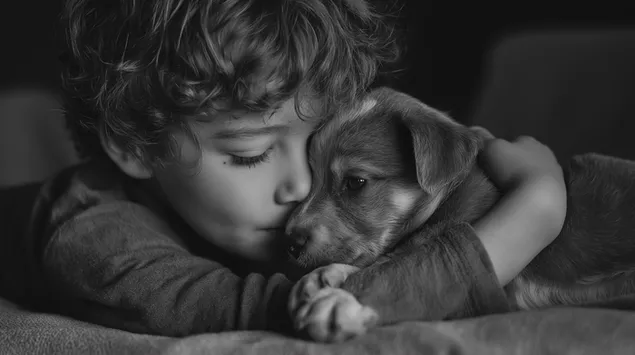 Schlofende Welpen an enger waarmer Ëmfaassung 2K Tapeten