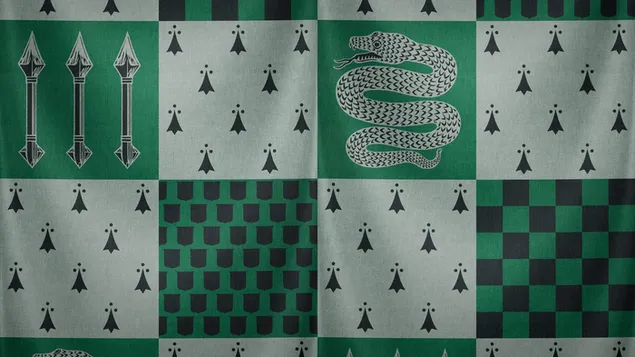 Slytherin house white and green banner