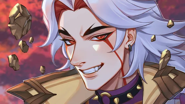 "Arataki Itto" somrient - Genshin Impact (videojoc d'anime) 4K fons de pantalla