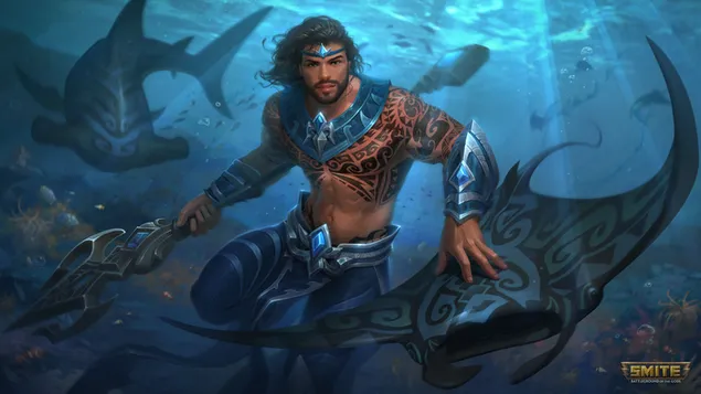 Smite - Посејдон Бог на океаните 4K тапет
