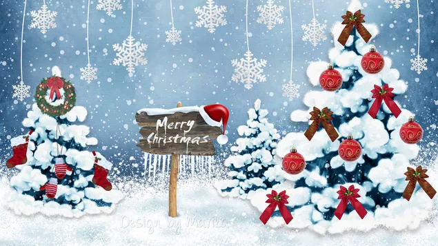 Pohon Natal yang tertutup salju unduhan