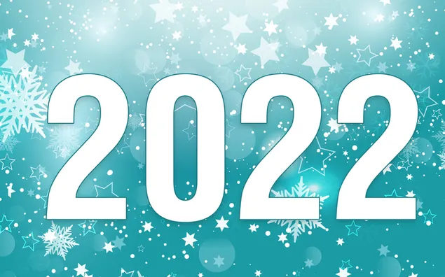 Serpihan salju dan bintang di sekitar tahun 2022 selamat tahun baru