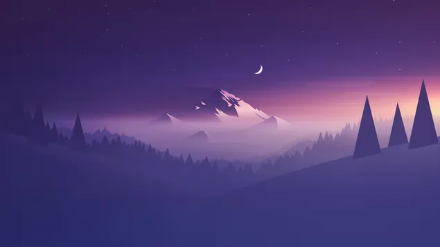 Noche de montaña nevada 4K fondo de pantalla