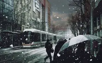 Tapeta Sněžení ve městě HD