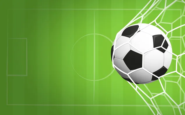 Soccer ball in goal net at football stadium download