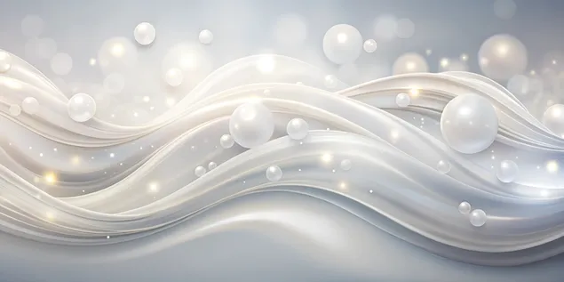 Ones blanques de gradient suaus que flueixen amb reflexos nacarats i brillants lleugers 4K fons de pantalla