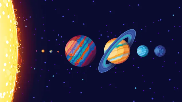 Solar system illustration 4K wallpaper