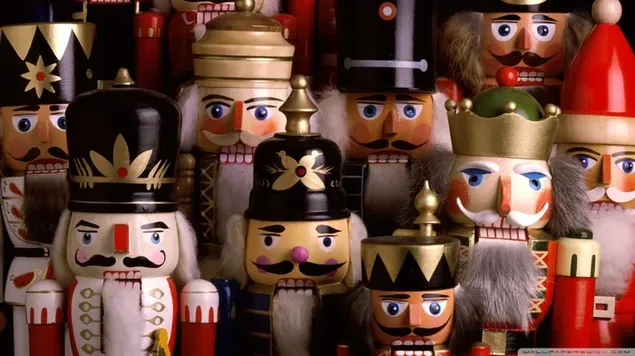 Vojnici i lutke Djeda Božićnjaka HD pozadina