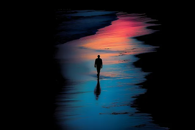 loop alleen langs die sunset shore aflaai