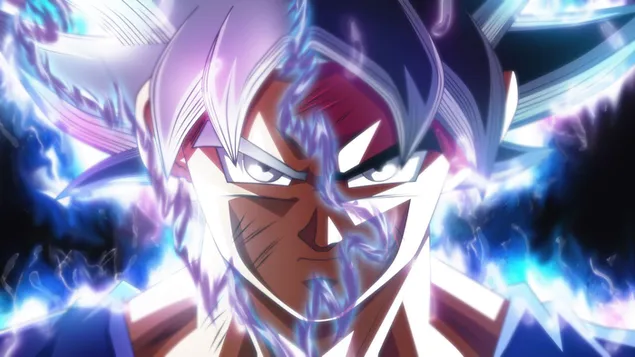 Retrato de luz azul y blanca de Son Goku