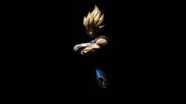 Retrato de Son Goku sobre fondo negro 4K fondo de pantalla