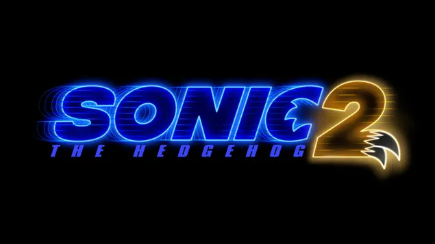 sonic the hedgehog 2 neonovyy siniy i zheltyy logotip na chernom fone skachat'