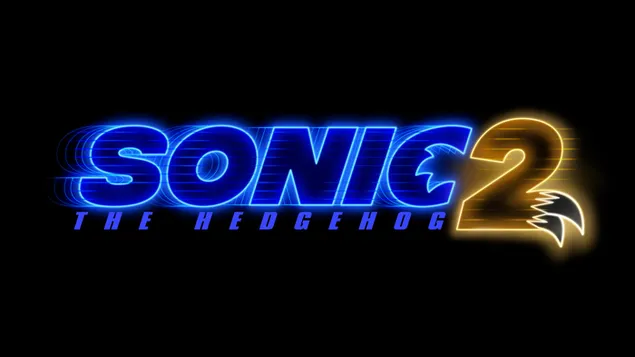Sonic the Hedgehog 2 neon blue and yellow logo over black background