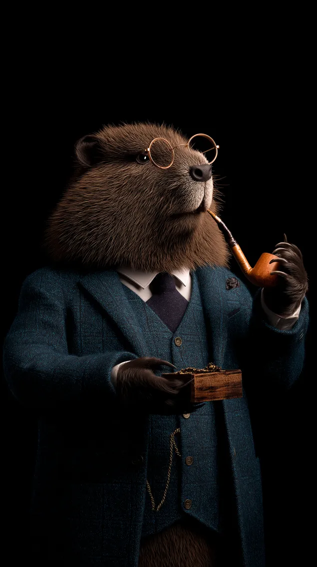 portraid de bheabhair shofaisticiuil i gculaith le piopa agus monocle ioslodail