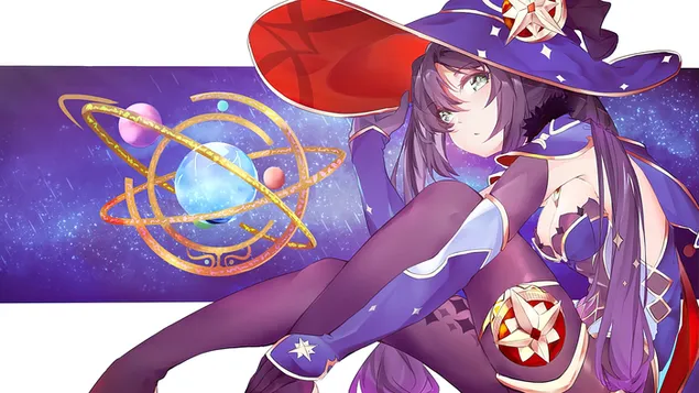 Ahli sihir 'Mona' | Kesan Genshin | (Permainan Video Anime) 4K kertas dinding