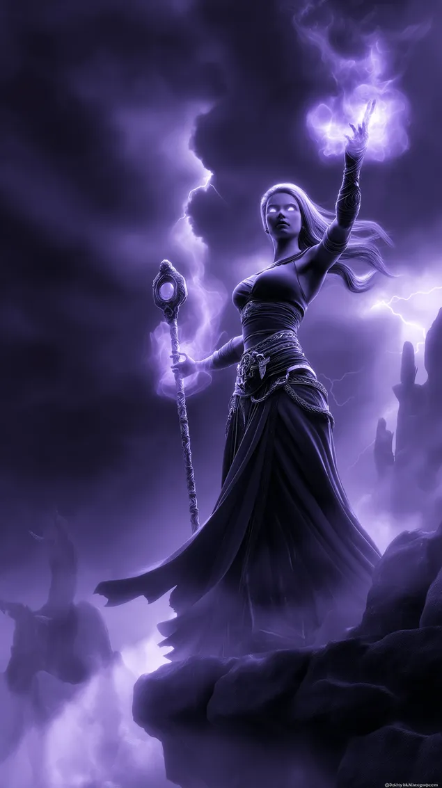 Towenares van Storms: Pers Weerlig in Berge Swaai HD muurpapier