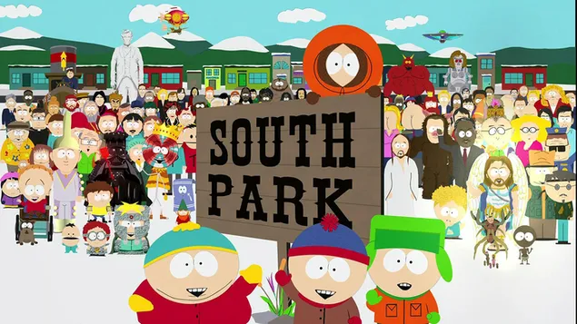 Cartel de todos los personajes de la serie de televisión de dibujos animados de South Park HD fondo de pantalla