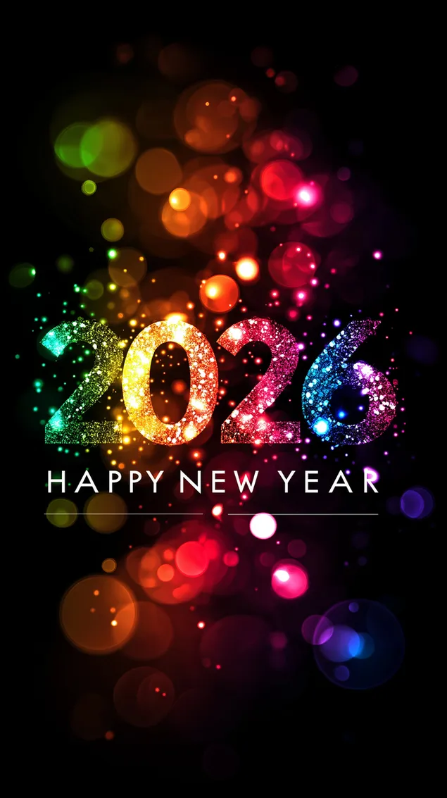Taustakuva Säihkyvän uudenvuoden 2026 juhla bokeh-valotehosteilla HD