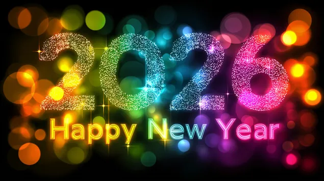 ברכת שנה חדשה 2026 נוצצת עם זוהר בוקה זוהר 2K טפט