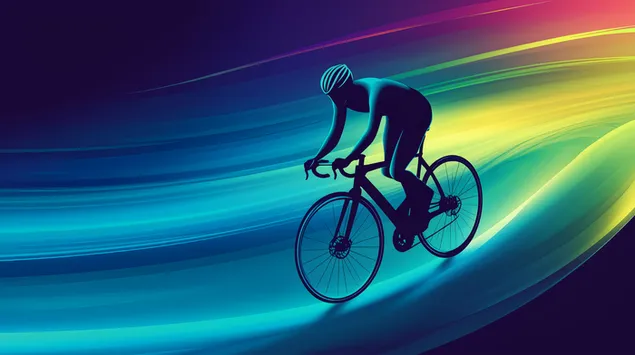Velocitat i resistència: Ciclista per un camí lluminós 8K fons de pantalla