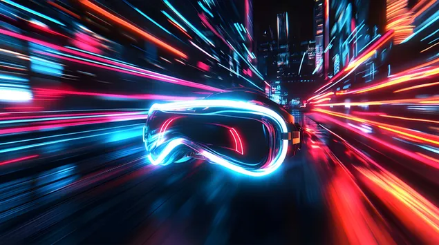 Скорост на светлината: Футуристична визия с VR осветление за слушалки 8K тапет