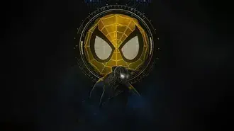 Homem-Aranha e seu computador de ferramentas de aranha atrás dele 4K papel de parede