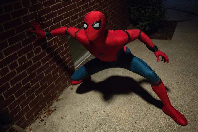 Spider-Man, careful spider-man in preparation for the action scene from the movie Homecoming