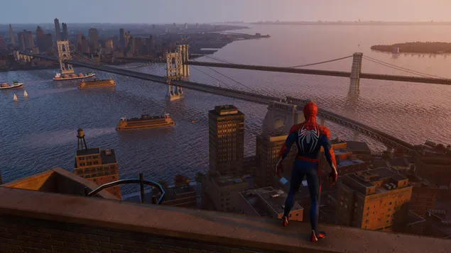 Spider-man - Stadslandskap 4K muurpapier